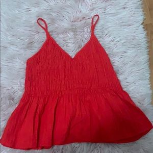 Red spaghetti string shirt